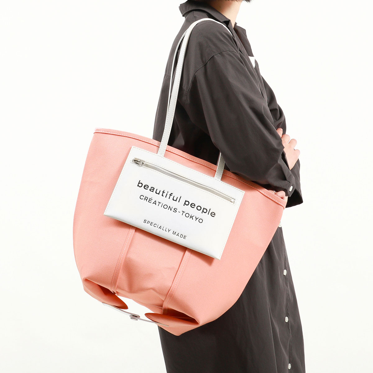 最大41%★4/29限定 ビューティフルピープル トート beautiful people トートバッグ lining logo pocket  tote bag A4 日本製 レディース 611968