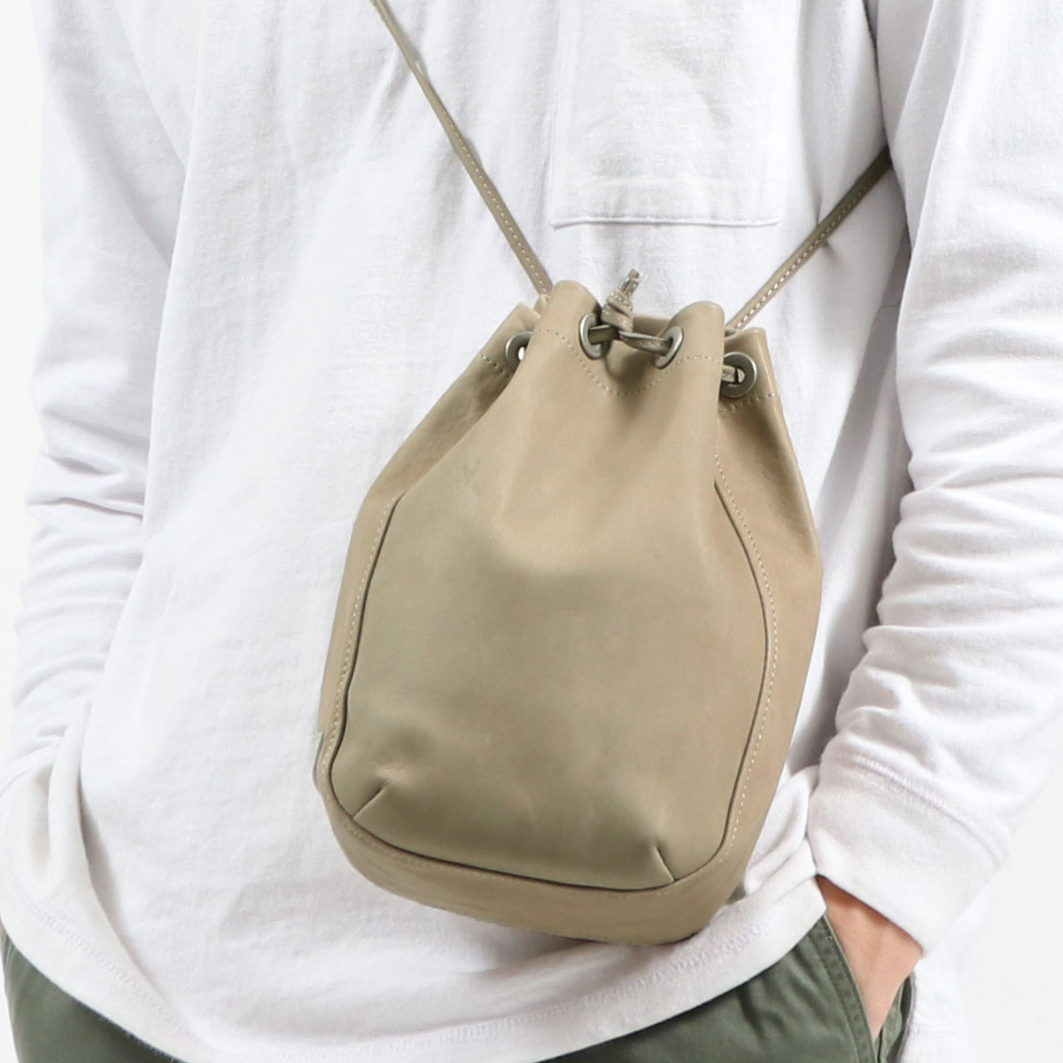 最大41%★6/2限定 ホーボー ショルダーバッグ hobo 巾着バッグ HORSE LEATHER DRAWSTRING BAG 斜めがけバッグ 本革 メンズ レディース HB-BG3305｜galleria-store｜03