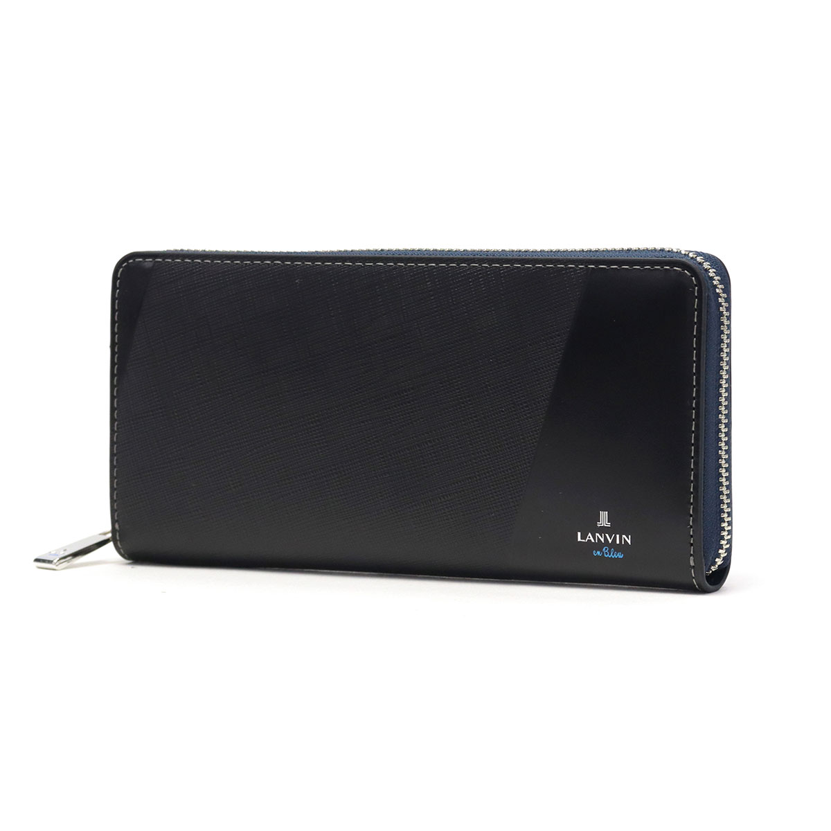 LANVIN 長財布 ブラック　新品　箱付き LANVIN ランバン 財布 長財布 かぶせ長財布 メンズ 革 黒 レザー