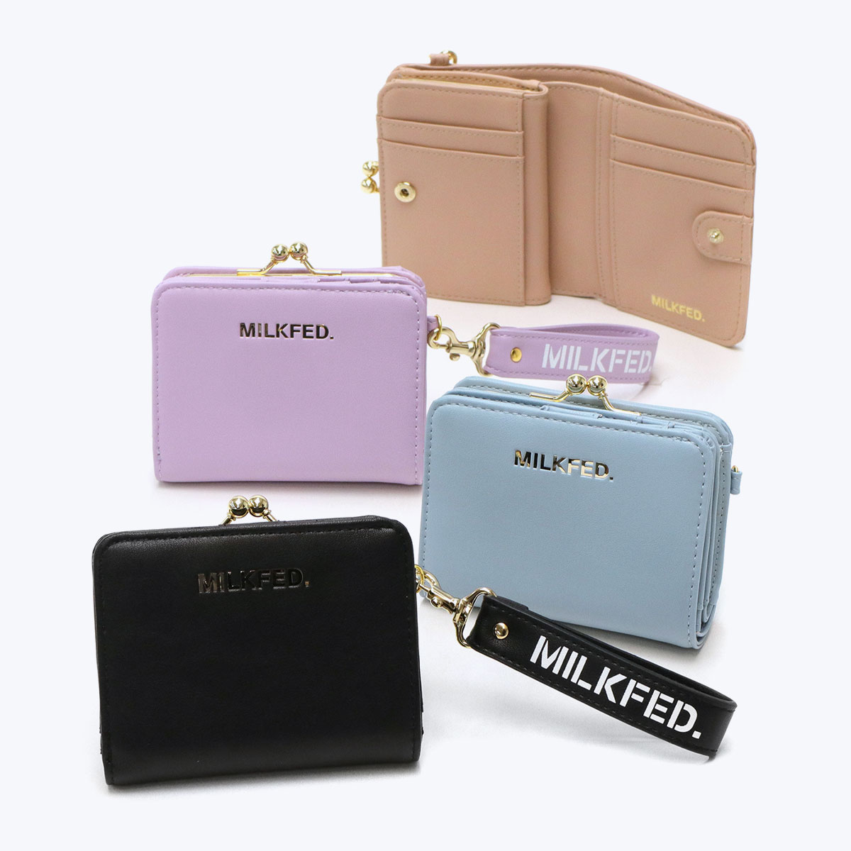 最大40%★4/7限定 ミルクフェド 財布 MILKFED. SOLID COLOR BI-FOLD WALLET 二つ折り財布 サイフ 二つ折り  軽量 がま口 小銭入れ レディース 103224054014