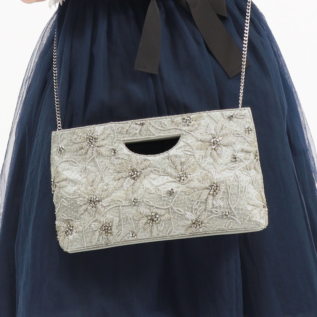 【商品レビューで＋5％】ノクチルカ パーティーバッグ 結婚式 ショルダー クラッチ NOCTILUCA 2WAY チェーン ビーズ 刺繍 花柄 778267 最大51%☆12/31〜 ノクチルカ パーティーバッグ 結婚式 ショルダー