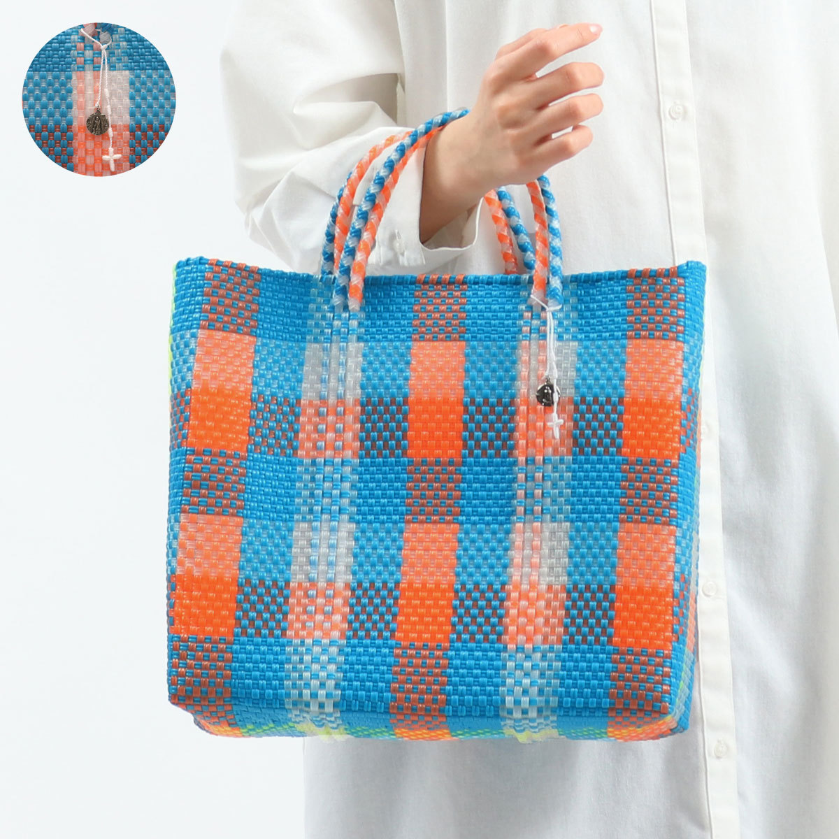 オホ デ メックス OJO DE MEX バッグ Plastico CAGO Tote Check S トートバッグ レディース A4 プラスチック カゴトート チェック かごバッグ｜galleria-store｜06