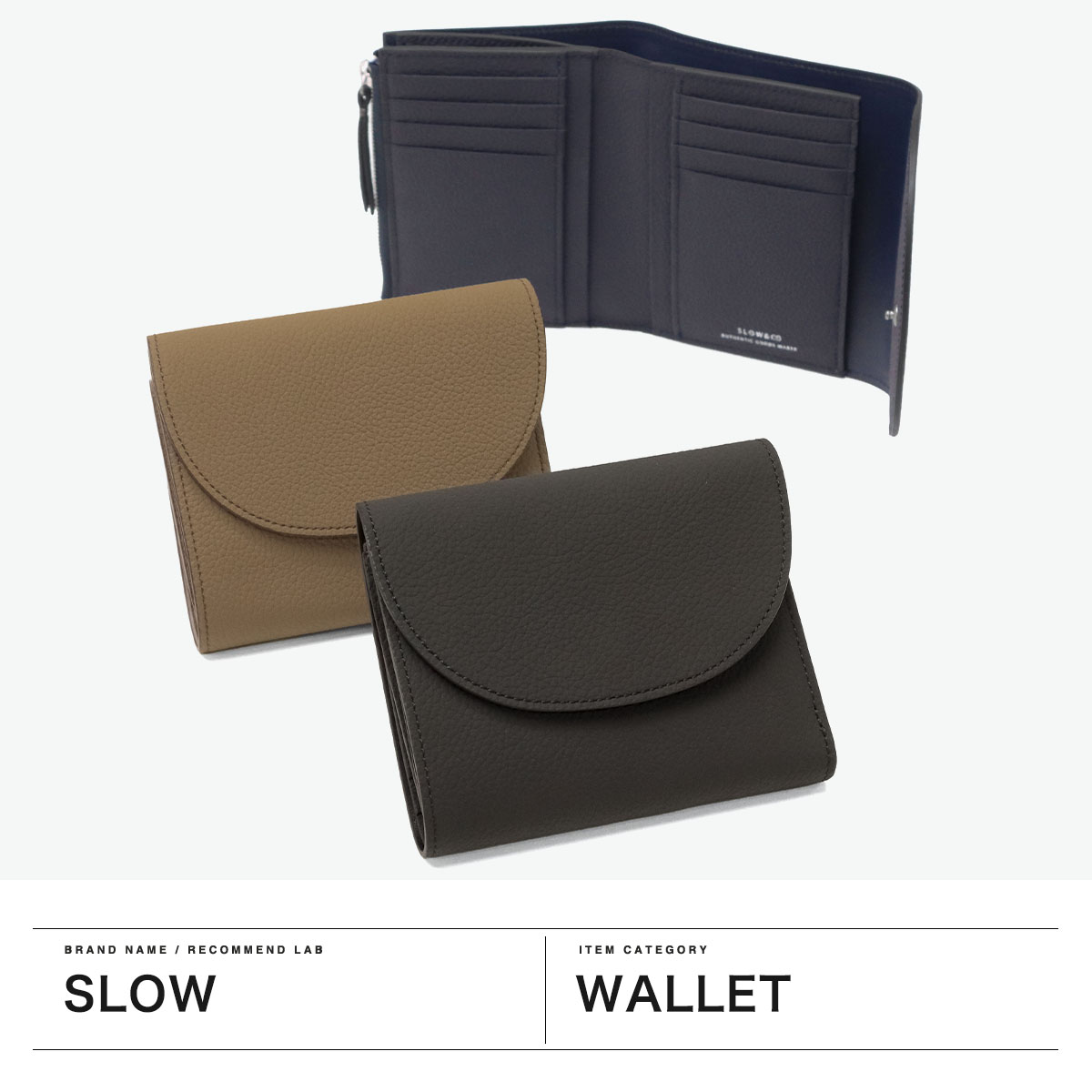 哀*だ様 SLOW&CO 三つ折り財布 ブラック SLOW 最大50%☆10/11限定 三つ折り財布 メンズ レディース ブランド 革