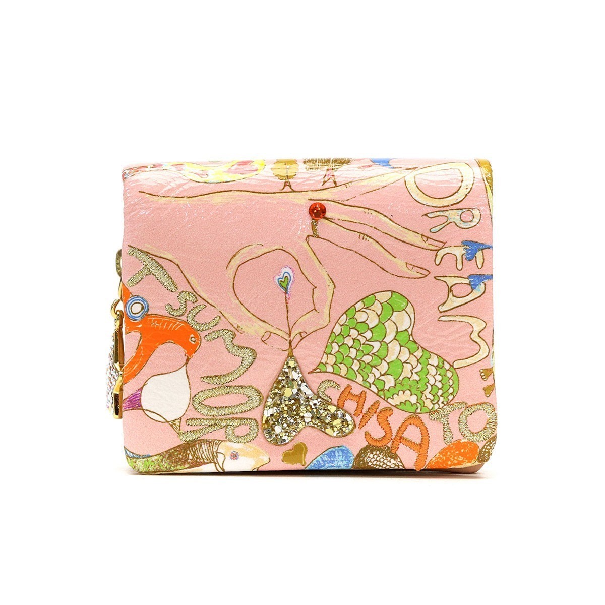 ツモリチサト 二つ折り財布 tsumori chisato CARRY 財布 ハッピースタッフ 二つ折り 小銭入れ ミニ 小さめ コンパクト 本革 レディース 57525