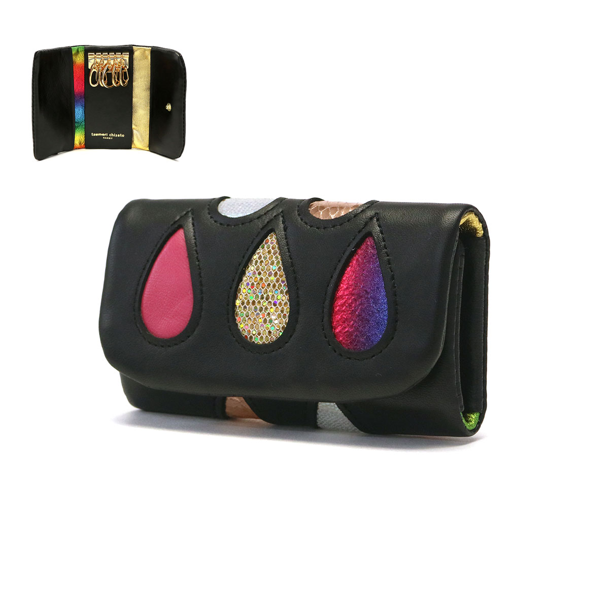 最大36%★8 30限定 ツモリチサト キーケース tsumori chisato CARRY ドロップス しずく 鍵入れ 小物 牛革 三つ折り 軽量 コンパクト 日本製 レディース 57916