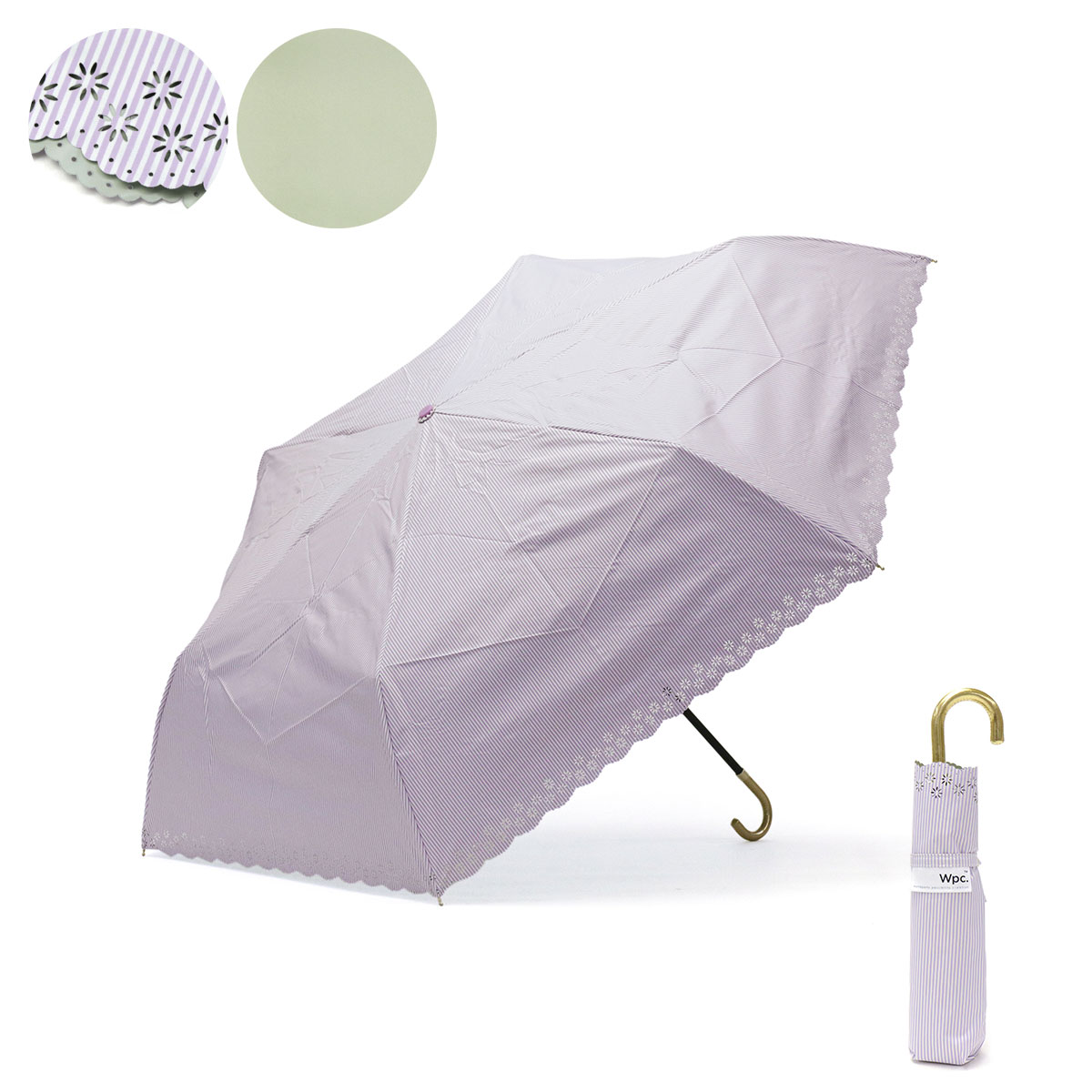 ダブリュピーシー 日傘 Wpc. Wpc 遮光フラワーカットストライプ 雨傘 折り畳み傘 晴雨兼用 ...