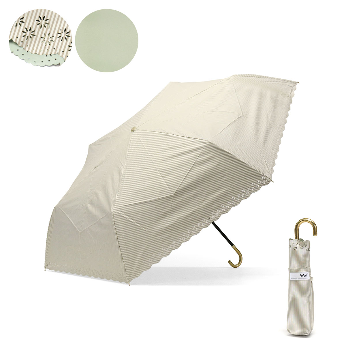 ダブリュピーシー 日傘 Wpc. Wpc 遮光フラワーカットストライプ 雨傘 折り畳み傘 晴雨兼用 ...