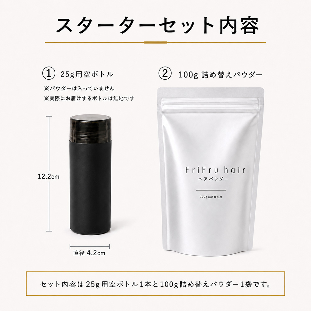 FuriFuru hair 薄毛パウダー 100g 日本製 スターターセット 25g用空き