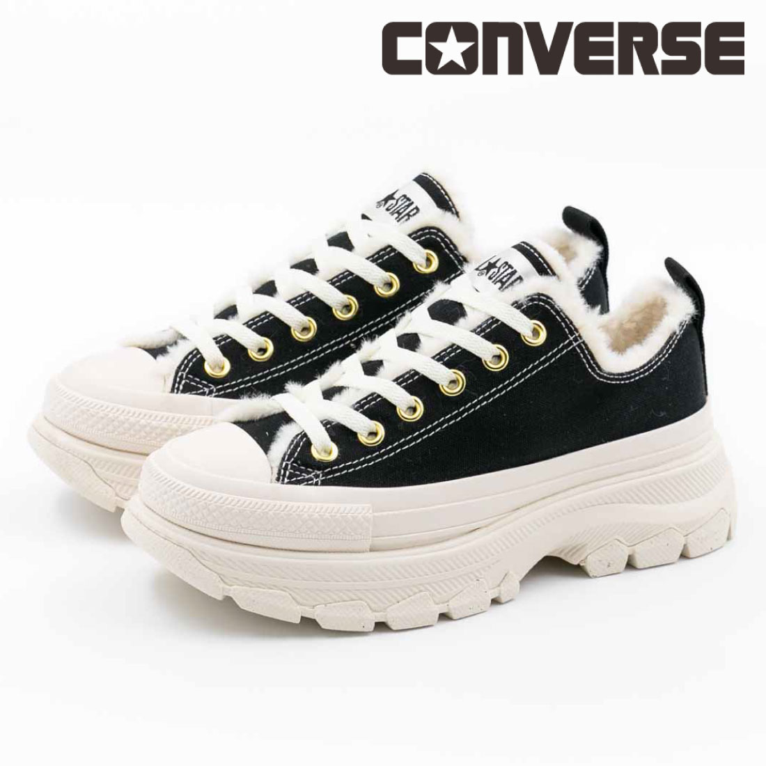 コンバース CONVERSE レディース スニーカー オールスター (R) トレックウエーブ ボア OX ローカット トレックウェーブ 温かい もこもこ 厚底 2024_厚底 | ALL STAR | 01