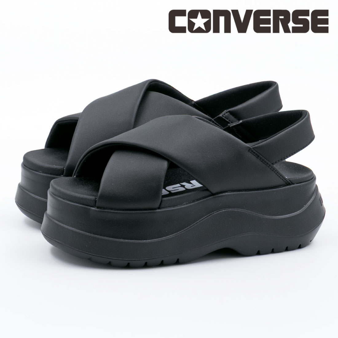 コンバース CONVERSE レディース サンダル チューイー PC シンプル 厚底サンダル 厚底 クロスベルト 脱げにくい かわいい | CONVERSE | 01