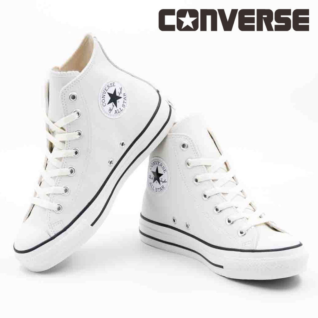 コンバース レザー オールスター （Ｒ）レディース メンズ スニーカー ハイカット ホワイト ブラック CONVERSE LEA ALL STAR  (R) OX LEA ALL STAR オールスター