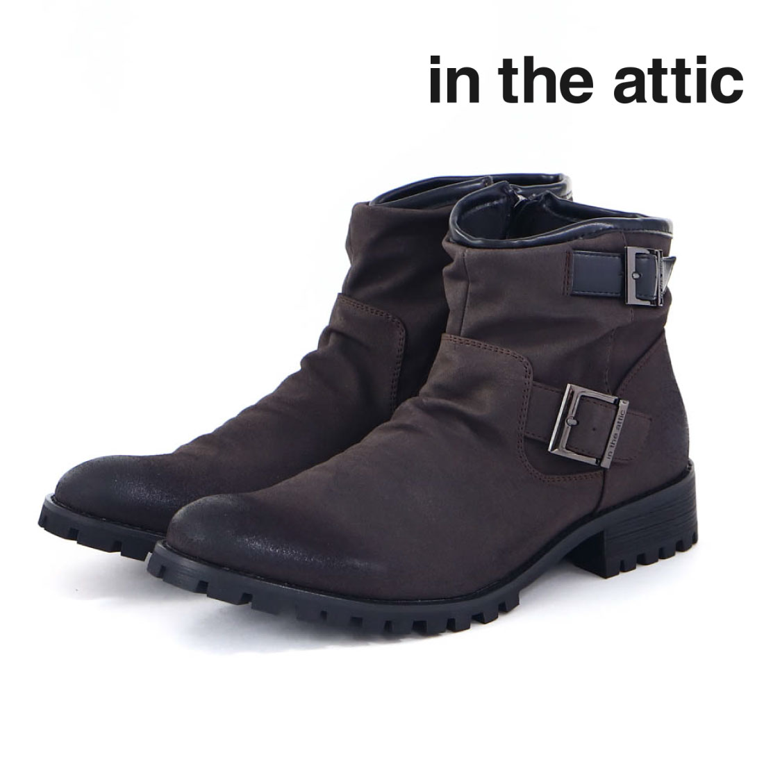 in the attic インジアティック ベロア ファー コート 黒 LL in the attic (ブラックコート)