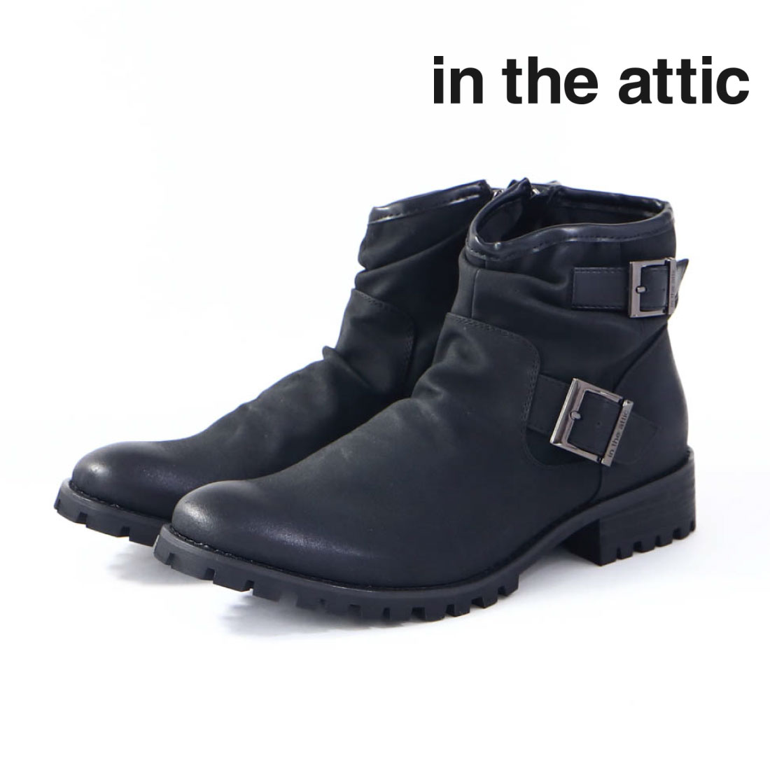 in the attic（インジアティック） メンズ ブーツ ムラスエード