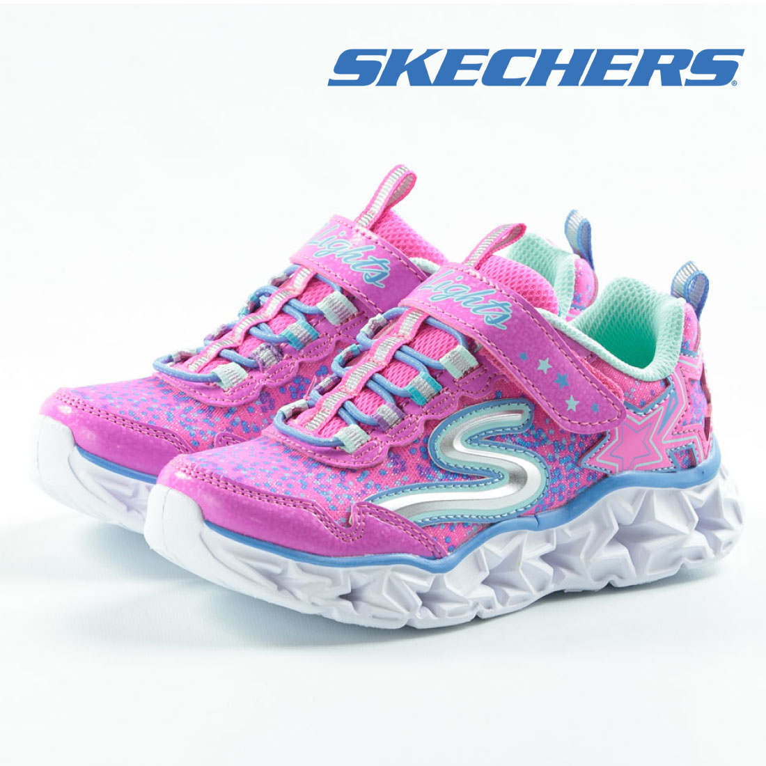 スケッチャーズ SKECHERS キッズ スニーカー シューズ 光る靴 マジックテープ ベルクロ 運...