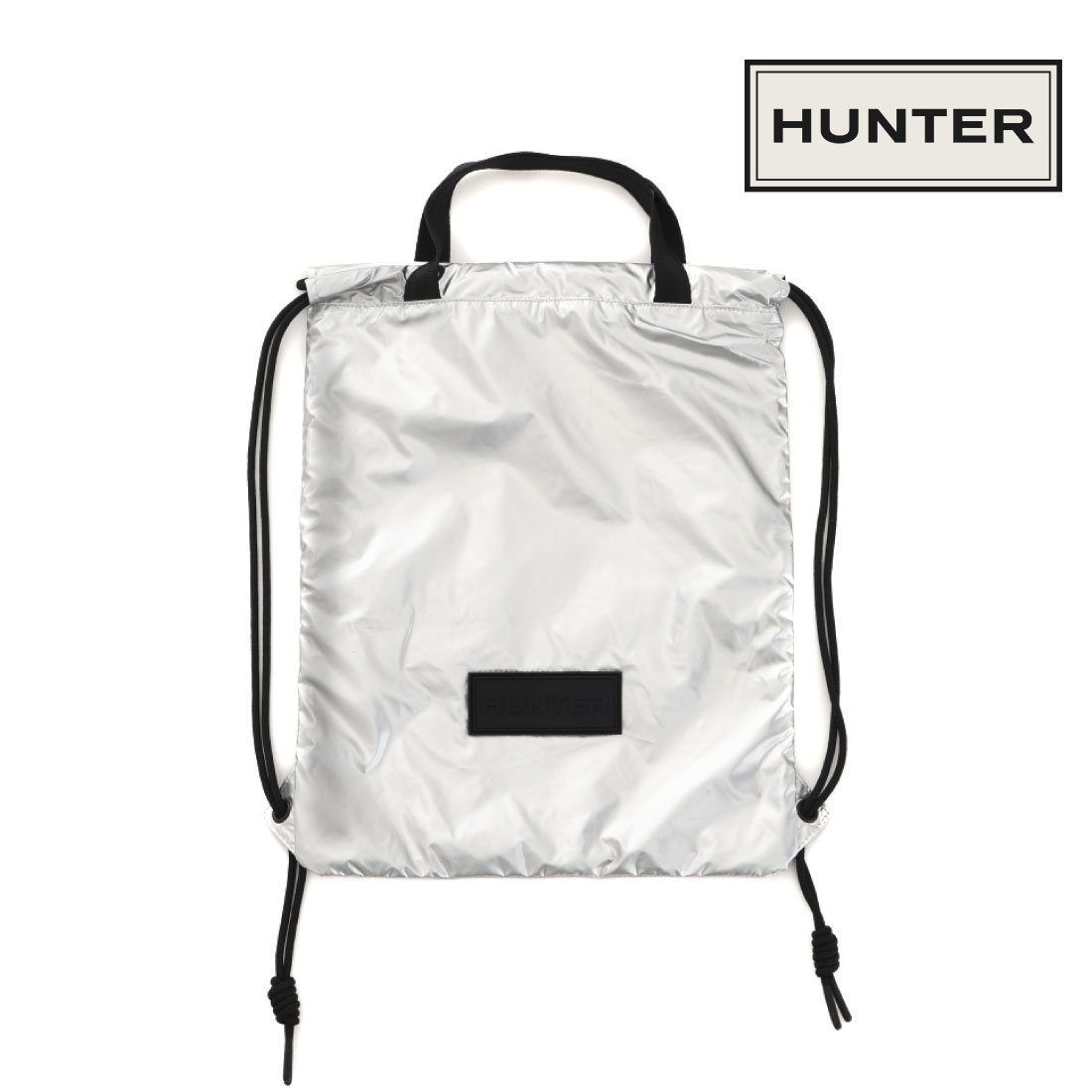 ク*★様 HUNTER シルバー ドローストリングバックパック HUNTER トートバッグ トラベル ドローストリング バックパック
