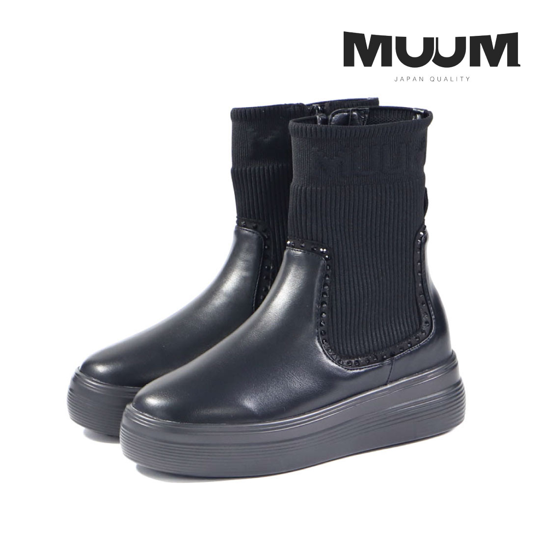 MUUM（ムーム） レディース ブーツ ニットブーツ 1747 サイドゴア 厚底