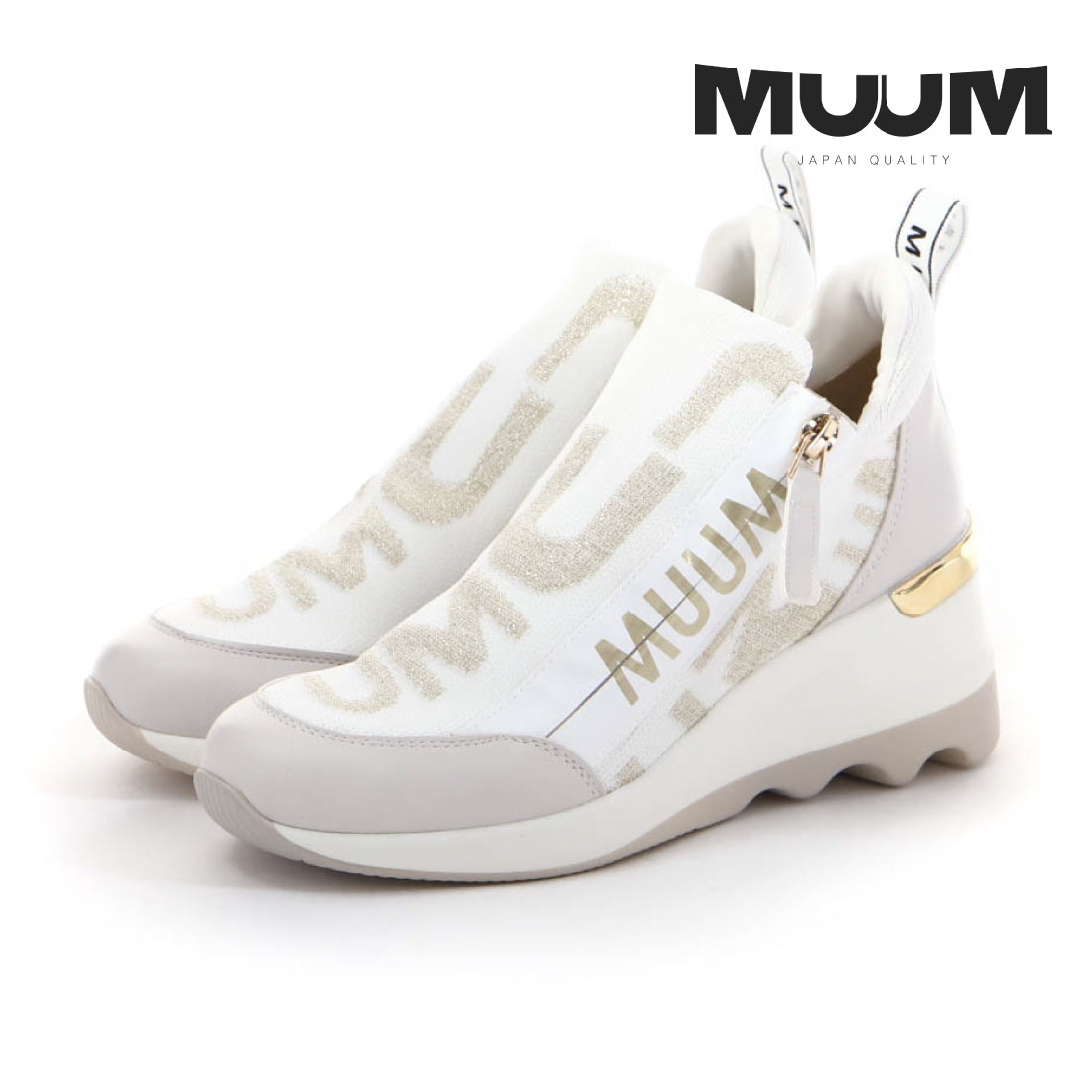 ムーム MUUM レディース スニーカー ファスナーラメニット