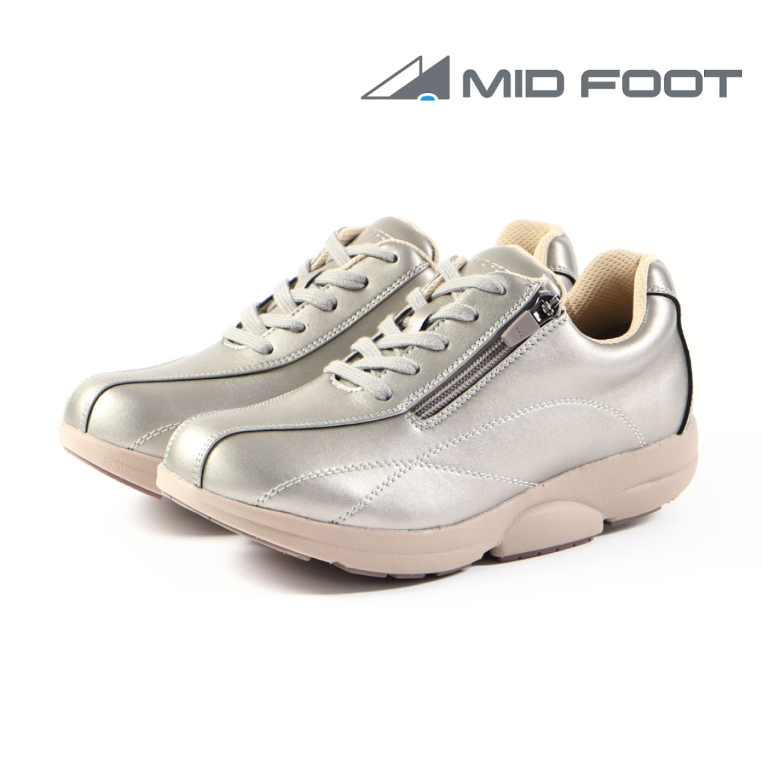 ミッドフット MIDFOOT レディース スニーカー ベーシックジップアップ MF-191 外反母趾...