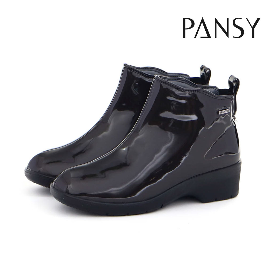 FORME ブラック エナメル レインシューズ PANSY（パンジー） レディース レインブーツ レインシューズ 4906 防水