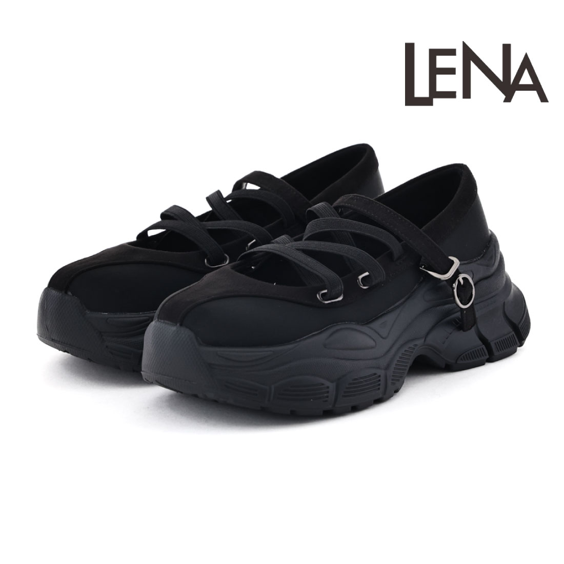 Lena（レナ） レディース スニーカー 厚底レースアップメリージェーン
