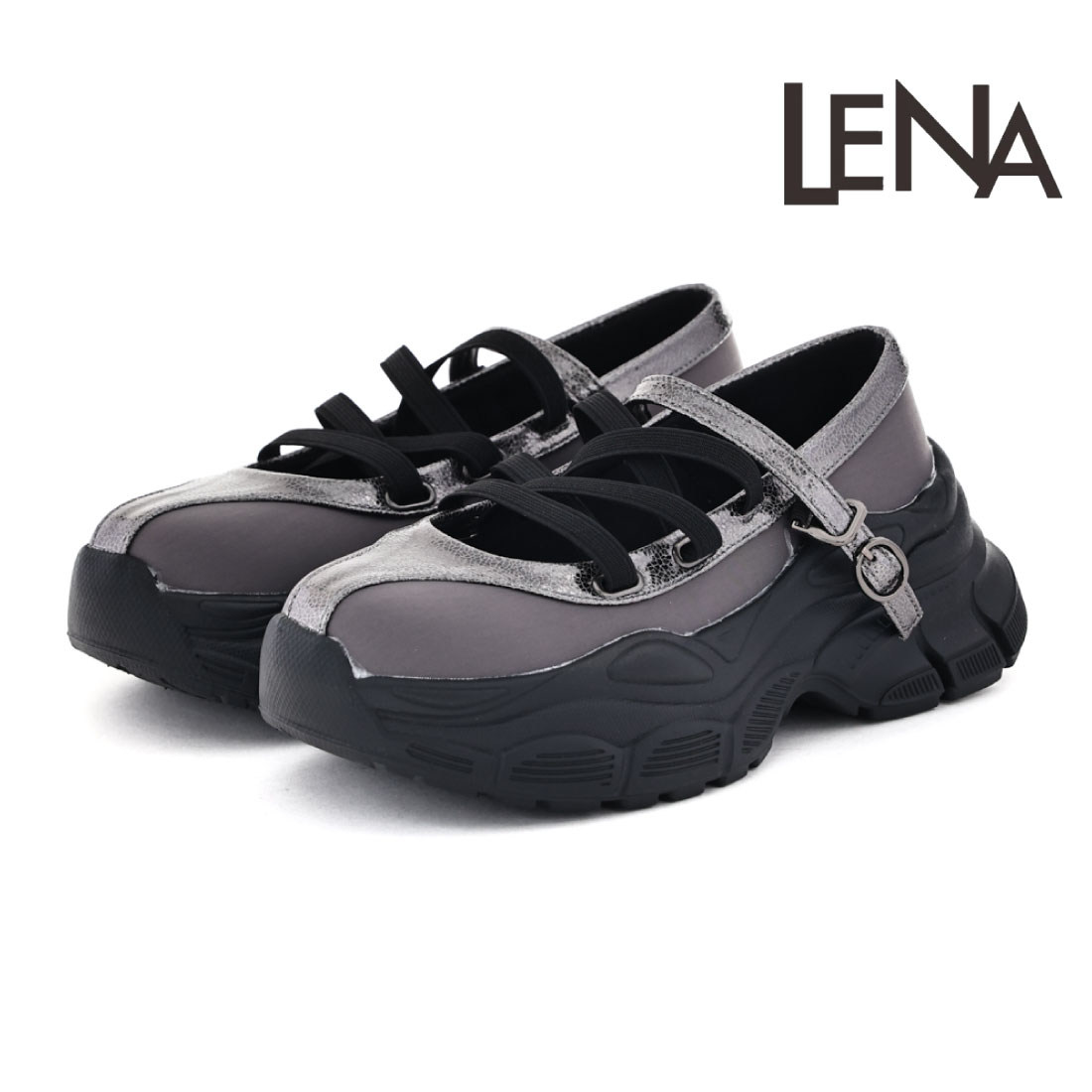 Lena（レナ） レディース スニーカー 厚底レースアップメリージェーン