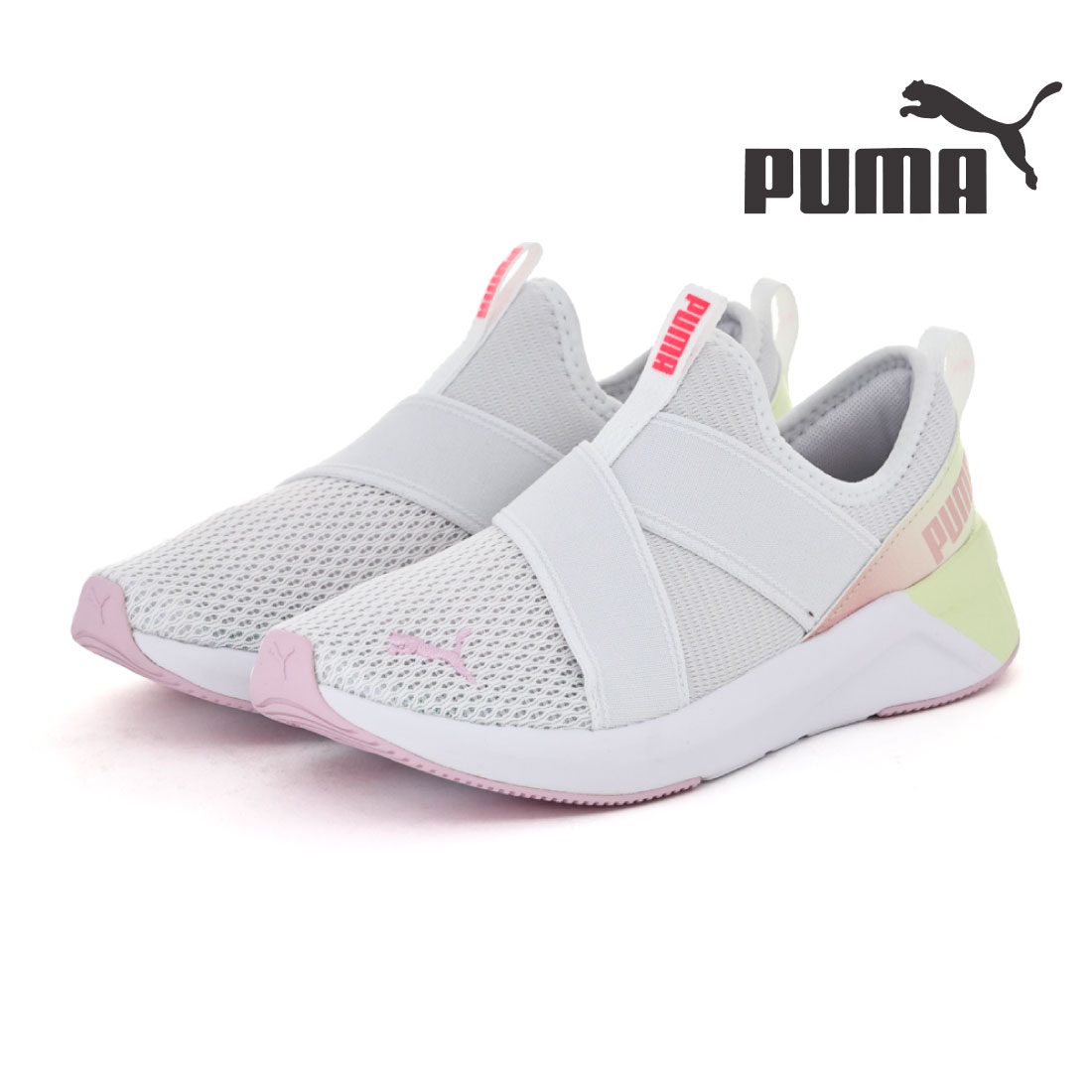 (新品)Puma スポーツシューズ ホワイト/ピンク PUMA（プーマ） レディース スニーカー スリッポン ソフトライド