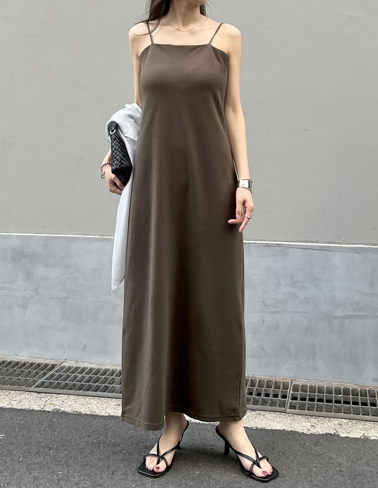 ワンピース レディース キャミカップ付き ダブルストラップ 低身長 2025春夏 返品交換不可 | Re:EDIT | 02