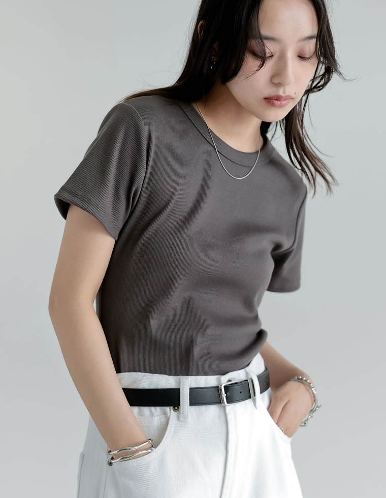Re:EDIT Tシャツ レディース トップス カットソー 半袖 リブ