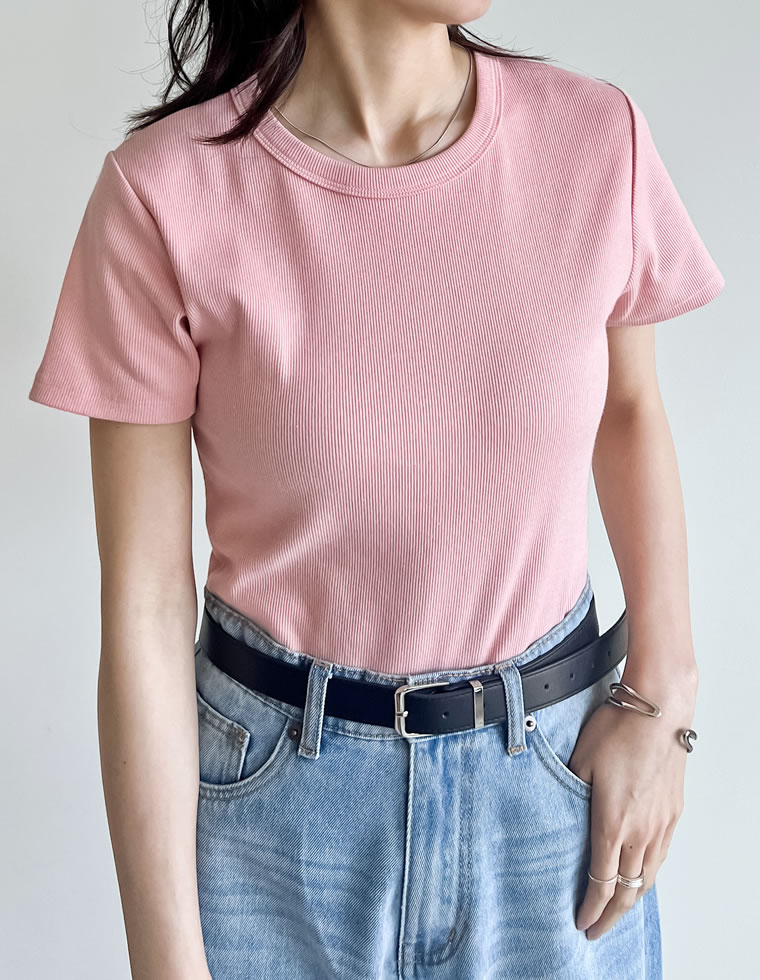 Tシャツ レディース トップス カットソー 半袖 リブカットソー インナー ストレッチ 新色追加 晩夏 XL 2025春夏[mb] | Re:EDIT | 07