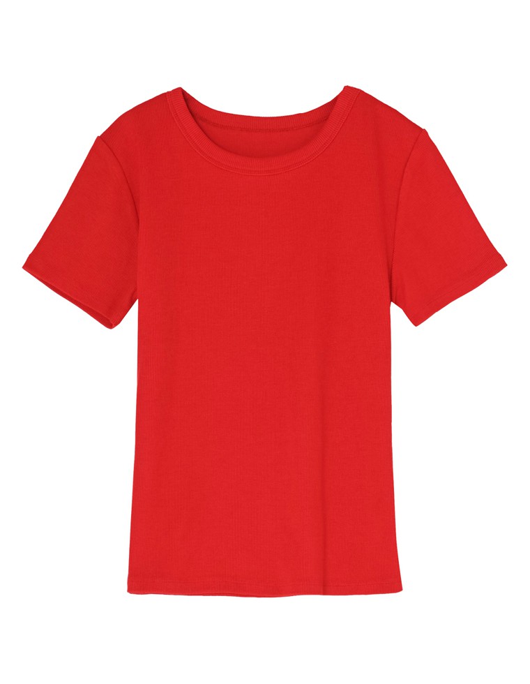 テレコリブクルーネック半袖Tシャツ