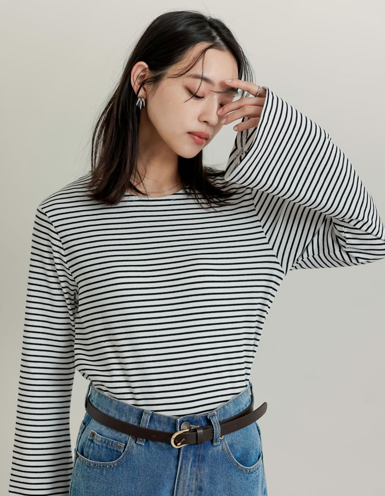 OFFICEロゴ入り長袖トップス Re:EDIT カットソー トップス レディース 長袖 クルーネック