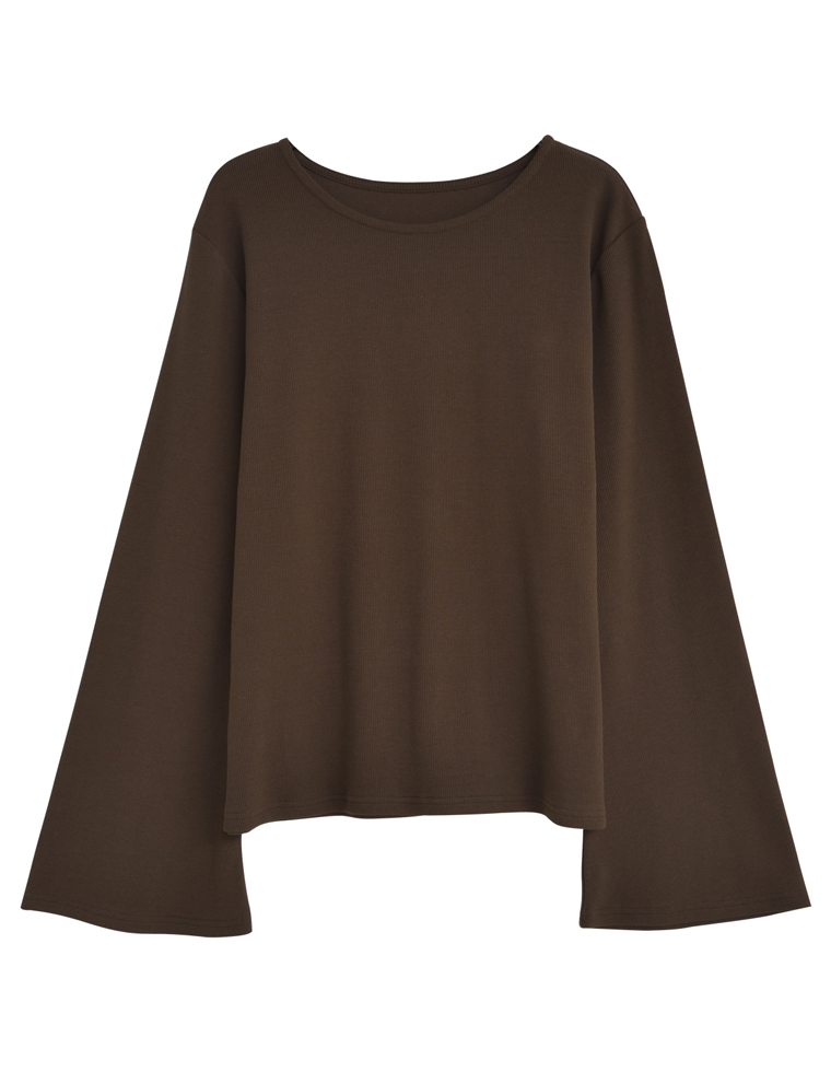 フレアスリーブリブカットソートップス