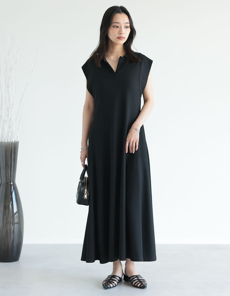 【美品】theory ノースリーブ シャツワンピース フレアワンピース ブラック Theory｜ノースリーブシャツワンピース