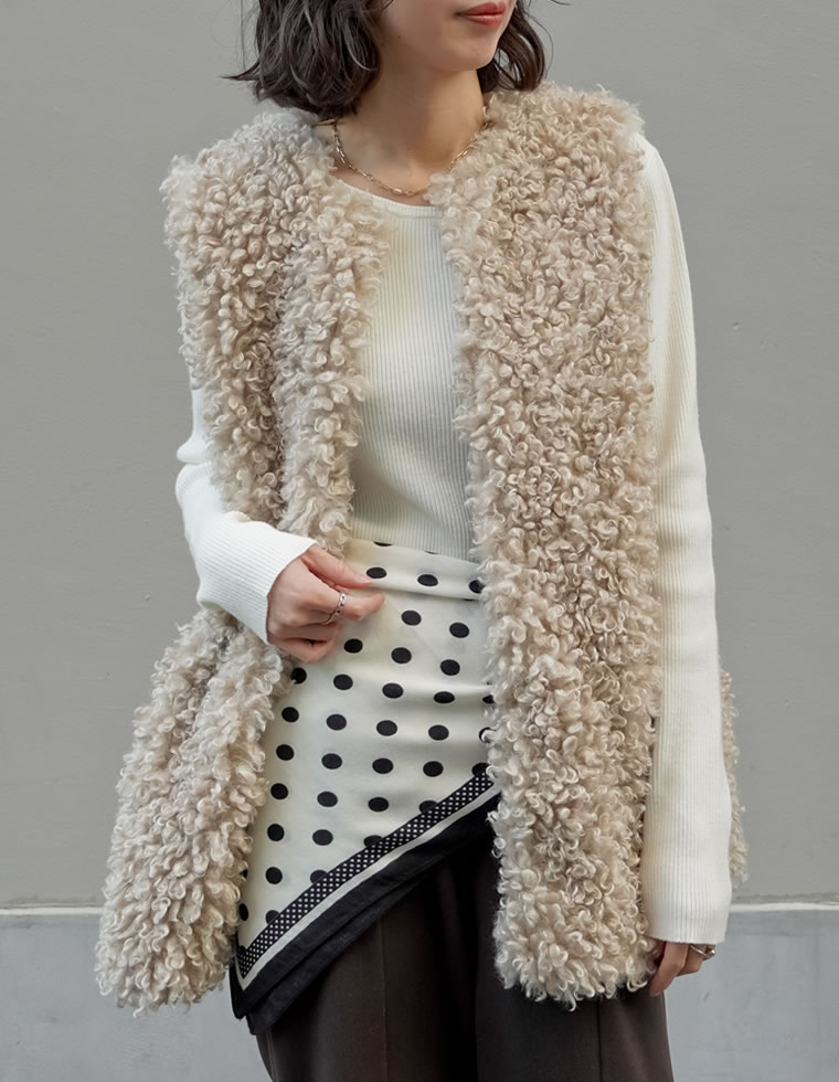 新品！異素材ダウンファーベスト 異素材MIXダウンファーベスト