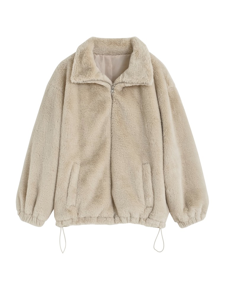 ハイネックフェイクファーミドルコート