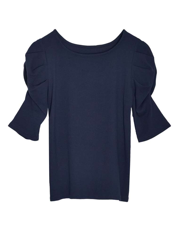 tシャツ ダブルフェイスジャージー ボリュームスリーブカットソー レディース Re:EDIT リブカットソー レディース トップス Tシャツ