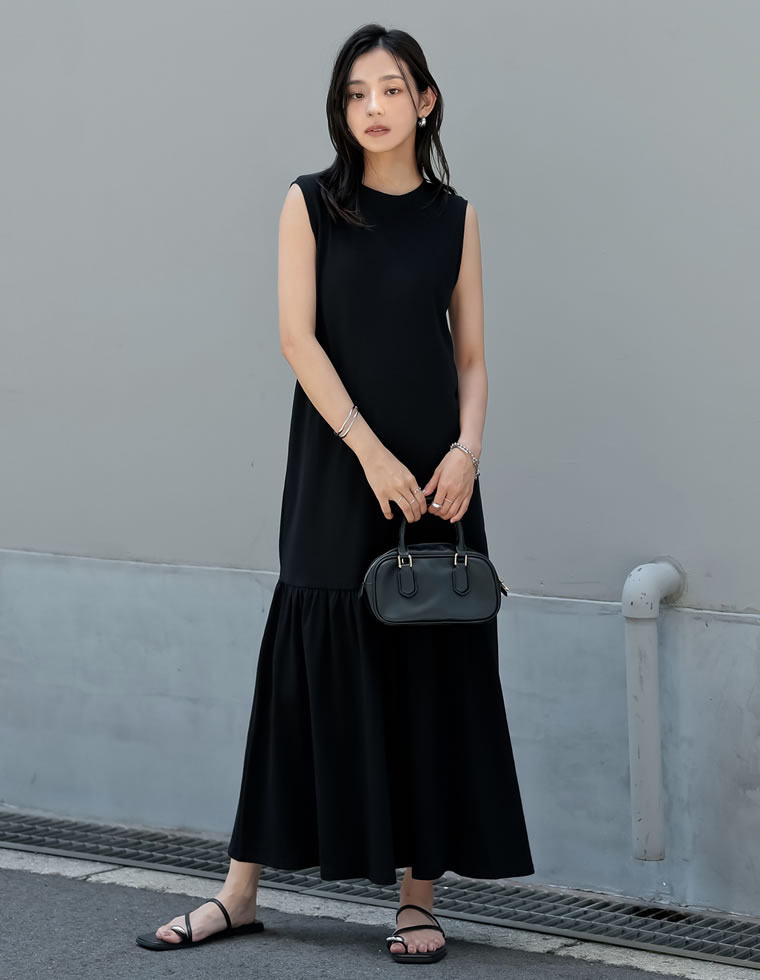 ワンピース レディース マーメイド ティアード 切り替え ロング コットン 低身長 高身長 2025春夏 | Re:EDIT | 01