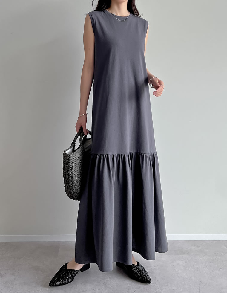 ワンピース レディース マーメイド ティアード 切り替え ロング コットン 低身長 高身長 2025春夏 | Re:EDIT | 03