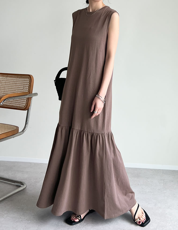 ワンピース レディース マーメイド ティアード 切り替え ロング コットン 低身長 高身長 2025春夏 | Re:EDIT | 04