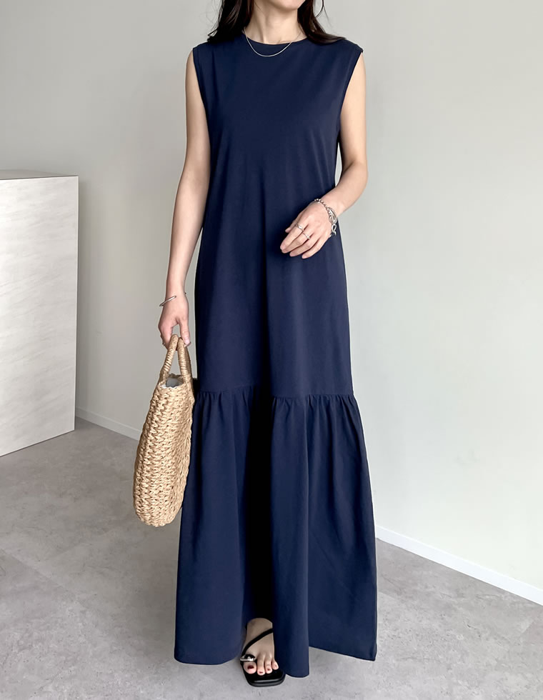 ワンピース レディース マーメイド ティアード 切り替え ロング コットン 低身長 高身長 2025春夏 | Re:EDIT | 02