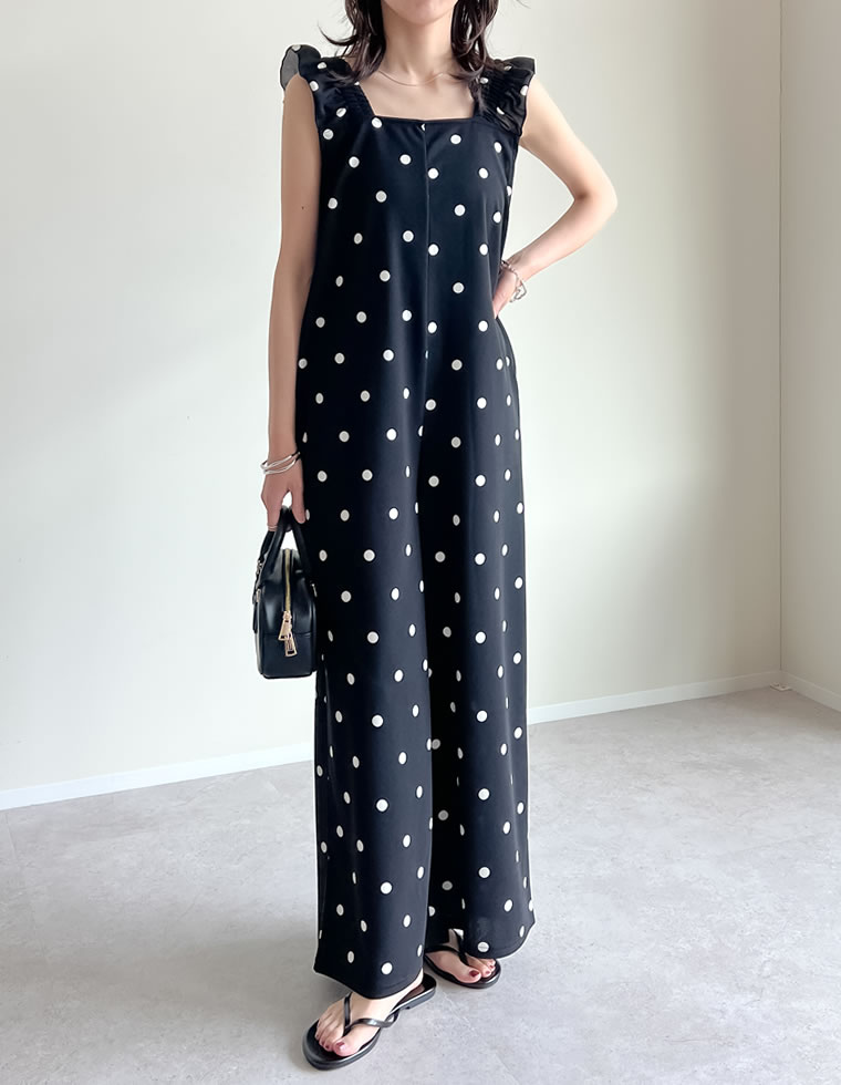 オールインワン レディース フリルストラップ バックリボン マシンウォッシャブル お家で洗える 洗濯機で洗える 低身長 2023春夏 | Re:EDIT | 03