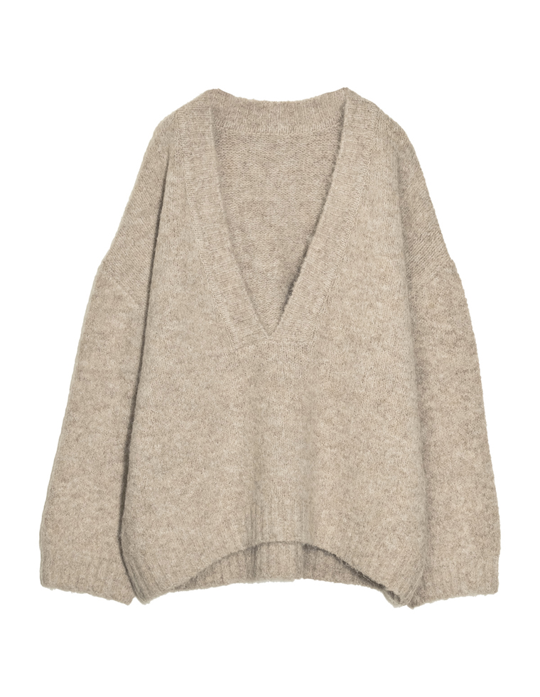 起毛MIXブークレニットトップス