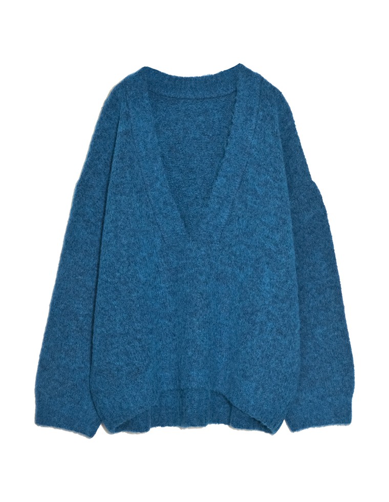 起毛MIXブークレニットトップス