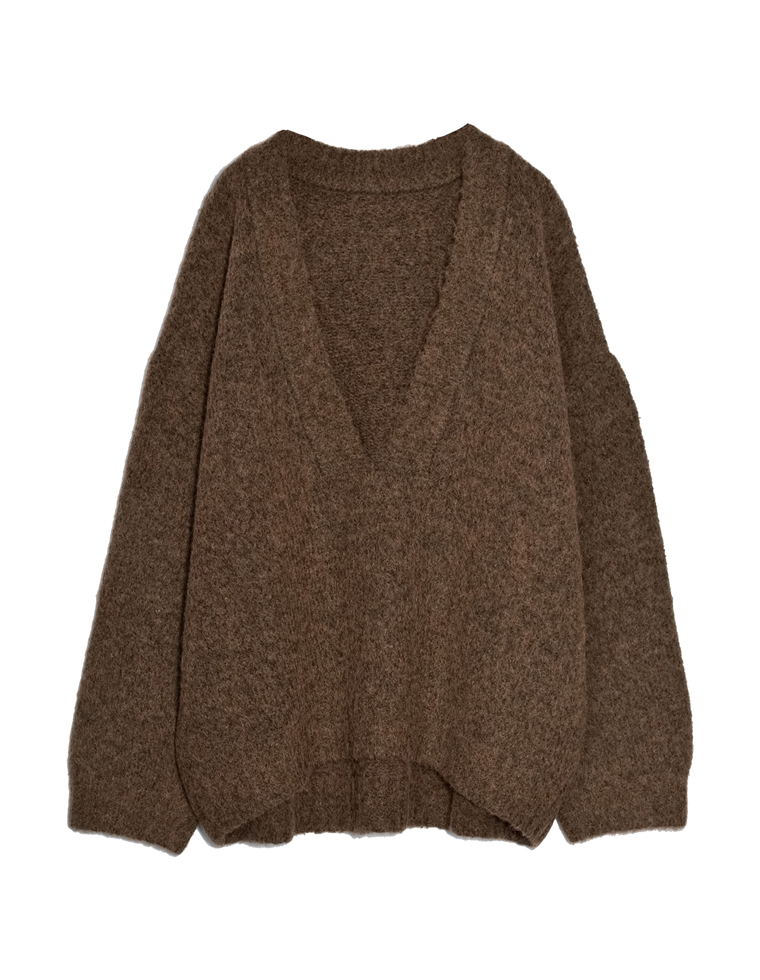 起毛MIXブークレニットトップス