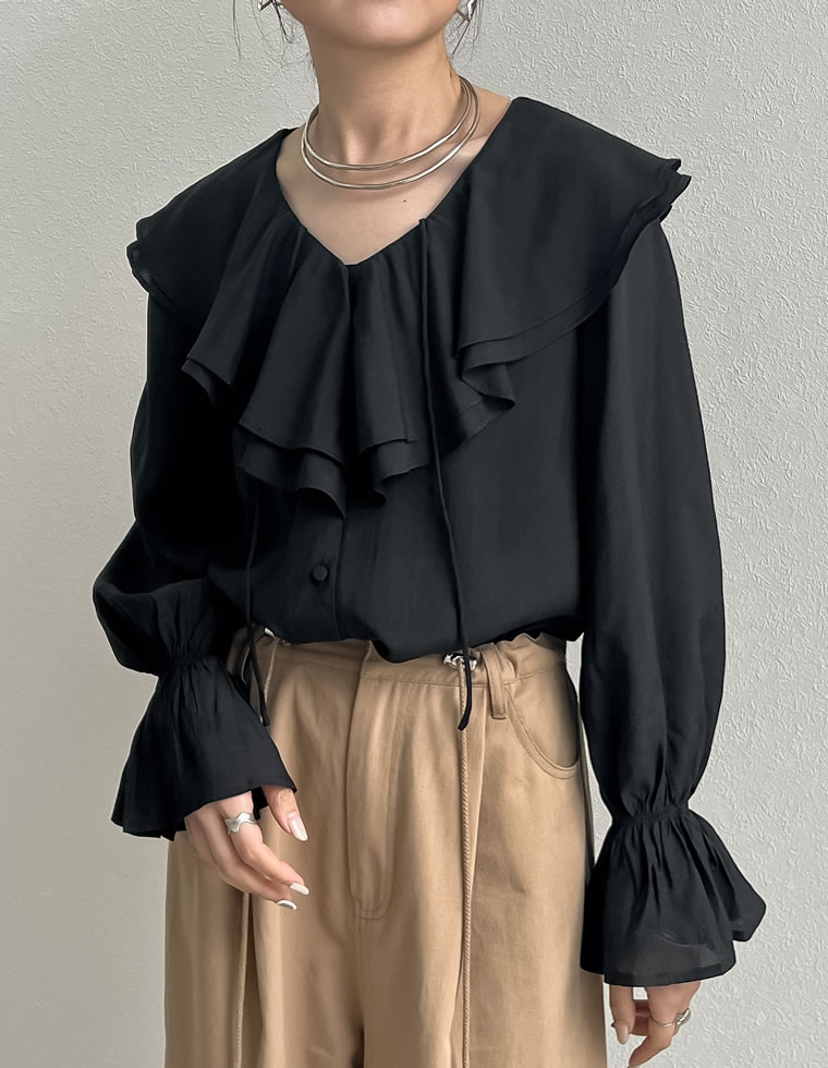 Re:EDIT 長袖 ブラウス シャツ トップス ピンク シアーブラウス ビック