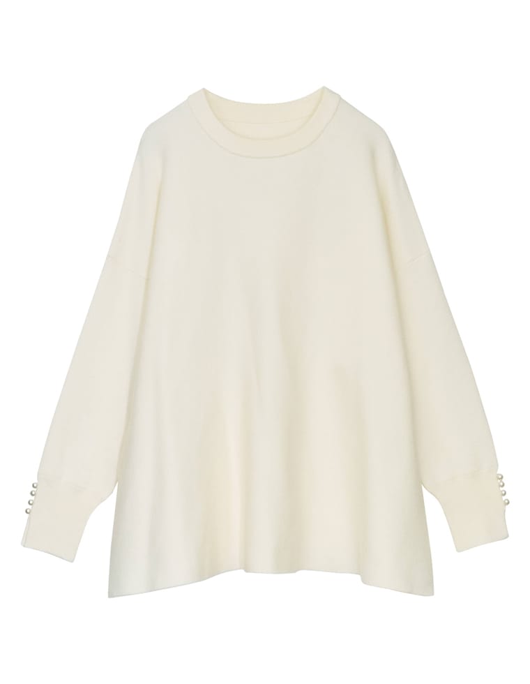 美品♡¥51,700♡Rene パールニットプルオーバー(モカ) Re:EDIT フレアニット レディース パールニット 袖パール