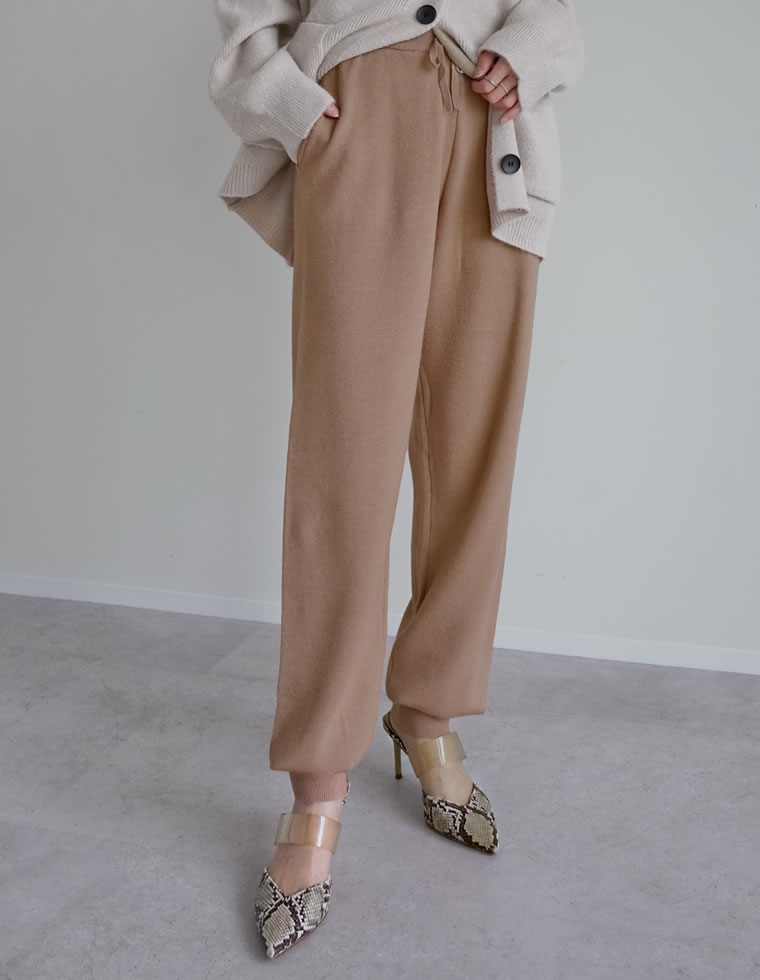 Re:EDIT パンツ ニットパンツ ジョガーパンツ レディース 低身長 MC/M