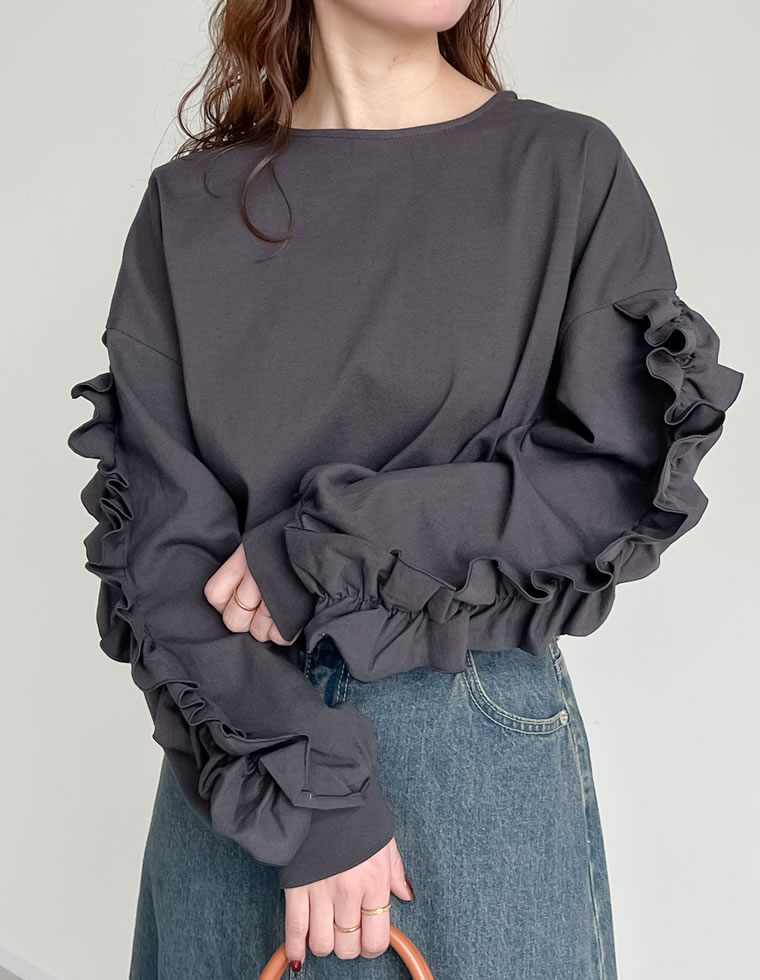 Re:EDIT カットソー レディース フリルトップス Tシャツ