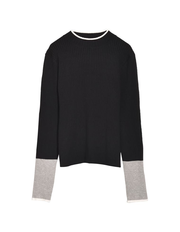 トップス レディース ニット トップス セーター 配色 リブニット カラーニット インナー 秋冬 売れてる 定番 ロングセラー マストアイテム | Re:EDIT | 01