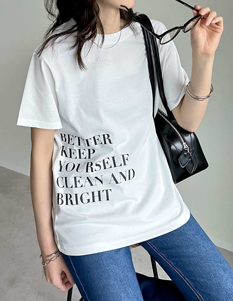 Tシャツ レディース カットソー クルーネック ロゴT 半袖 ミドル丈 接触冷感 UVカット 日焼け対策 紫外線対策 春夏[mb] | Re:EDIT | 02